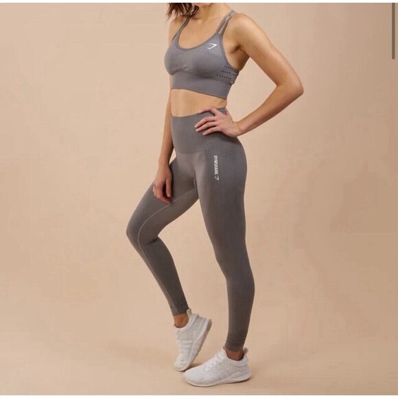 Gymshark High Waisted Seamless Leggings Womens Grey Marl Small Gym Athleisure - Picture 1 of 13